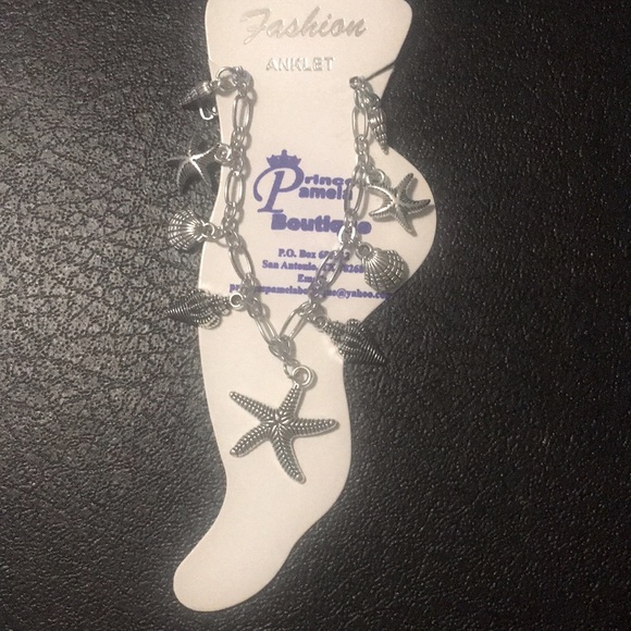 🔵Starfish Shell Silver Tone Chain Link Anklet - Picture 2 of 8